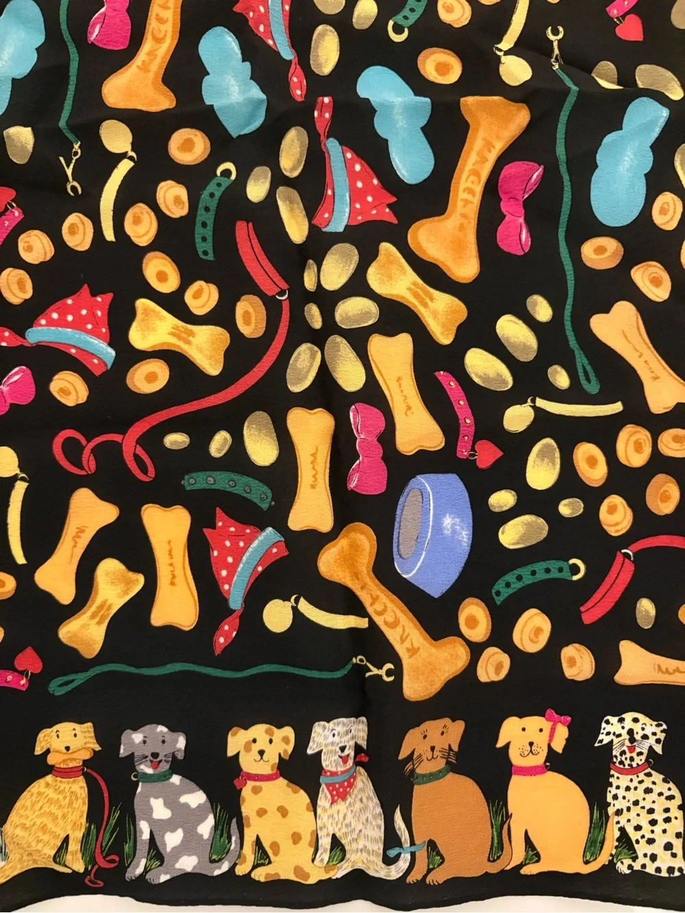 Vintage 1980s Dog Lover Silk Scarf